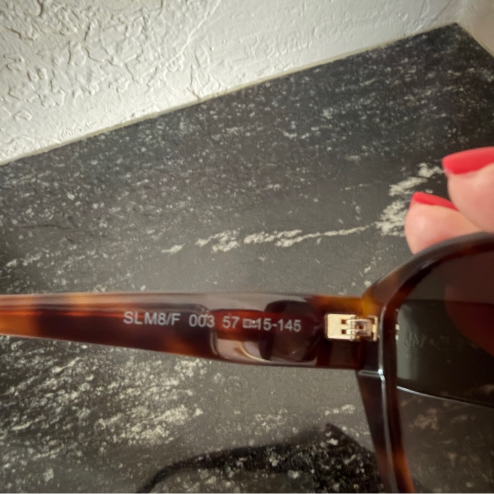 Saint Laurent YSL Havana geometric brown tortoise sunglasses with case - Picture 5 of 5